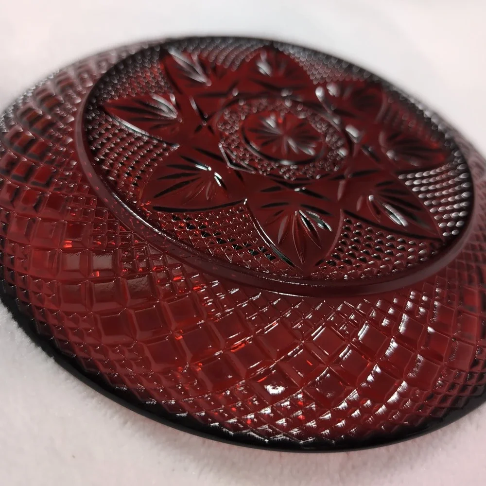 Vtg Set of 2 Luminarc Cristal D'Arques-Durand Ruby Red‎ France Salad Plates 8